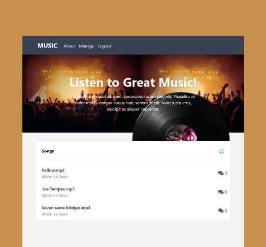 M-Music portfolio screenshot